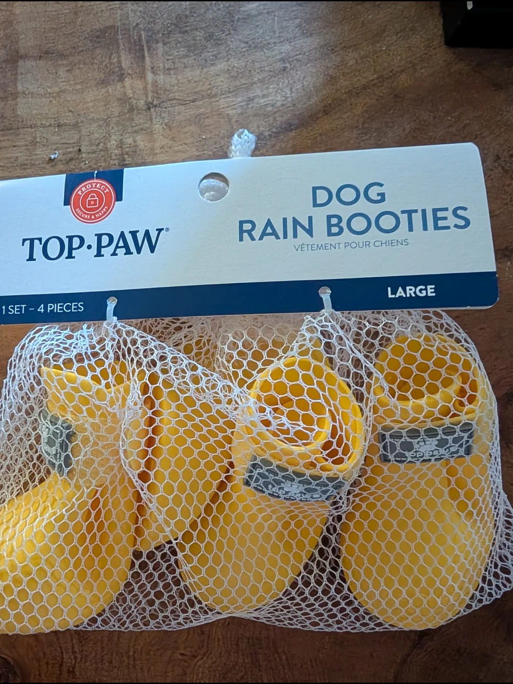 Top Paw Yellow Dog Rain Booties - Large (4 Pack)